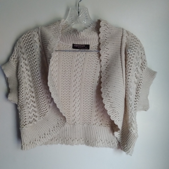 Cream knit cover up sweater - Picture 2 of 12
